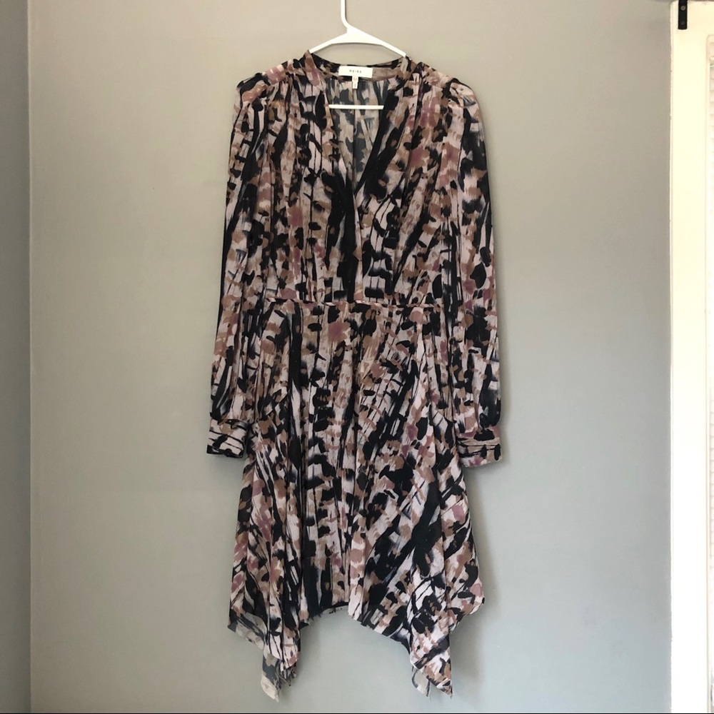 Reiss RN114836 long sleeve blush watercolor dress